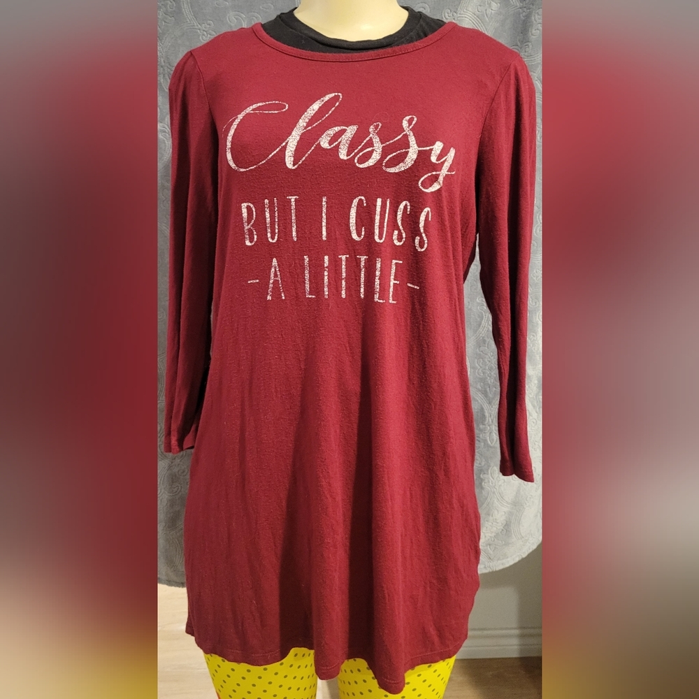 Maurices womes quarter length sleeves burgandy size M